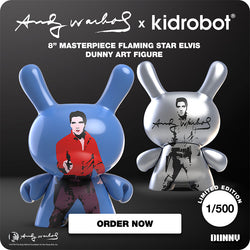 Andy Warhol 8” Masterpiece Flaming Star Elvis Dunny Art Figure - Limited Edition of 500 - Kidrobot