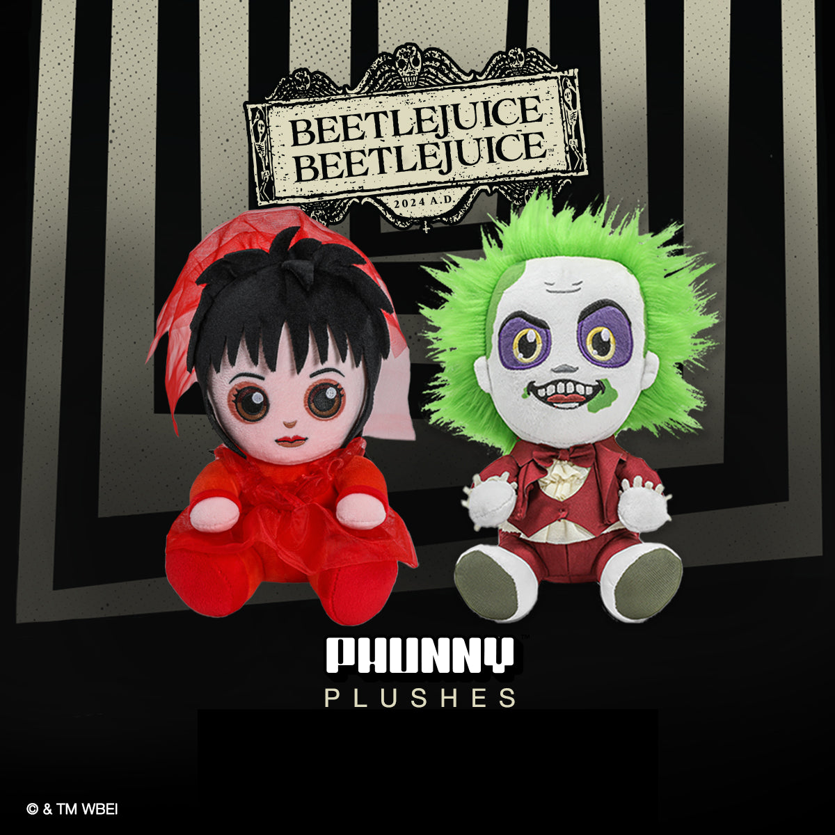 Beetlejuice & Lydia Deetz Wedding Phunny Plush Bundle