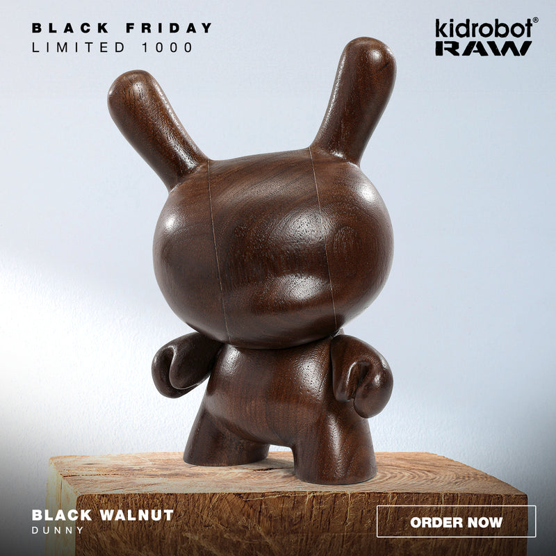 Kidrobot RAW Black Walnut 8" Wood Dunny (Limited Edition of 1000) - Kidrobot