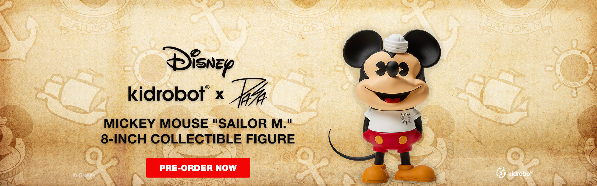 Disney Mickey Sailor M Art Figure by Pasa - Available for Pre-order now on Kidrobot.com