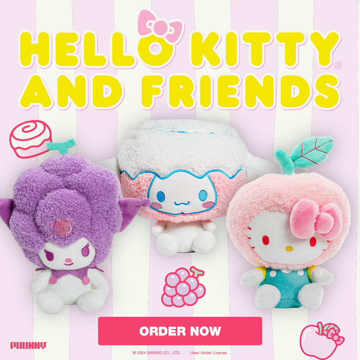 Hello Kitty® and Friends Boba Flavors Phunny Plush Bundle 3-Pack (PRE-ORDER) - Kidrobot