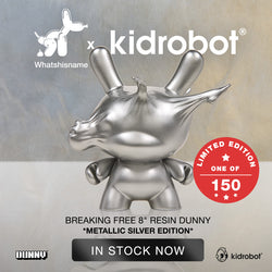 Breaking Free 8" Resin Dunny by WHATSHISNAME - Metallic Silver Edition (Limited Edition) - Kidrobot