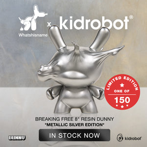 Breaking Free 8" Resin Dunny by WHATSHISNAME - Metallic Silver Edition (Limited Edition) - Kidrobot