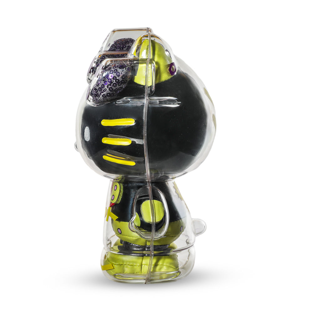 Hello Kitty 8 Inch Plush Clear Shell Robot Figure - Black and Yellow Edition - Kidrobot - Side View