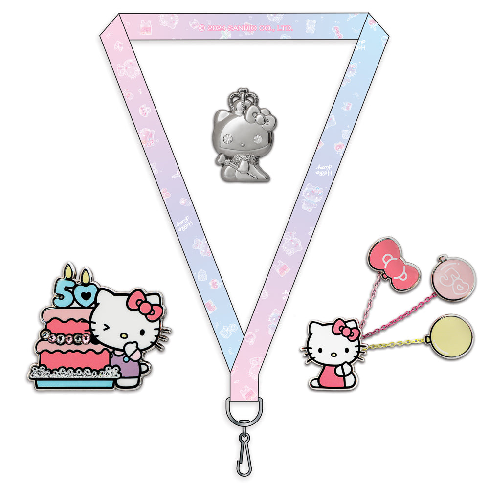 2024 CON EXCLUSIVE: Hello Kitty® 50th Anniversary Premium Pins & Lanyard Set (Limited Edition of 800) - Kidrobot