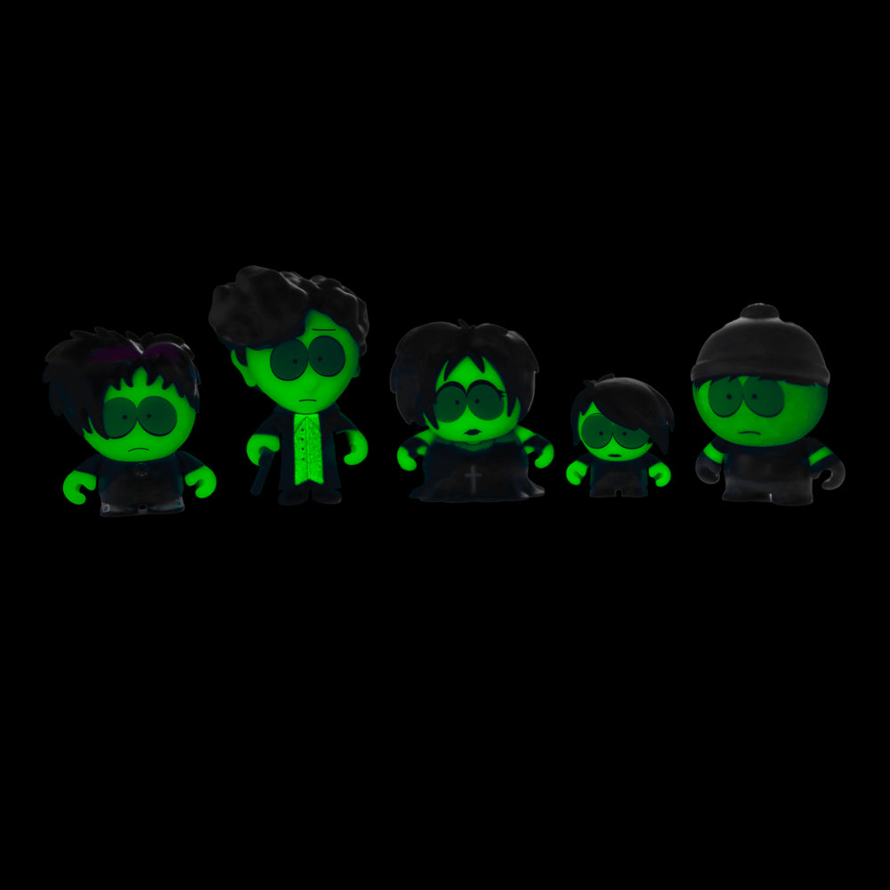 2024 CON EXCLUSIVE: South Park Goth Kids Vinyl Mini Figures 5-Pack (Glow-in-the-Dark Limited Edition of 500) - Kidrobot