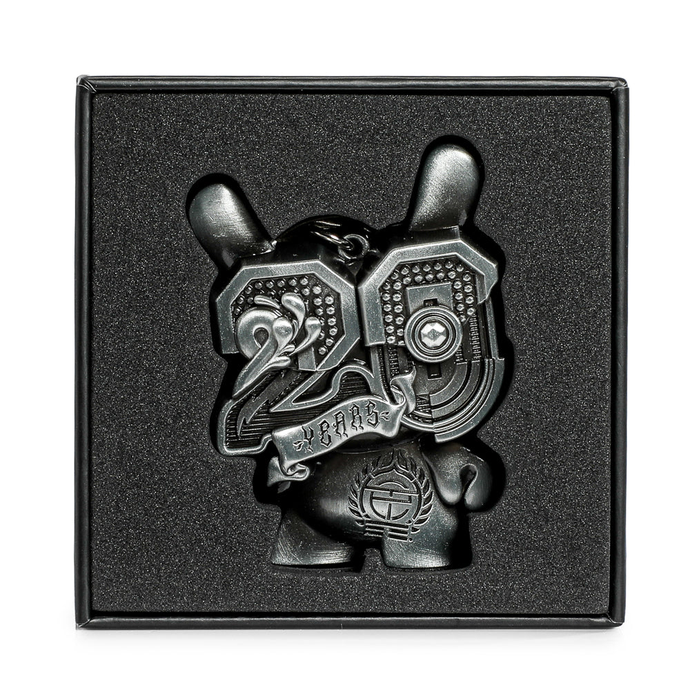 20th Anniversary Solid Metal Dunny Keychain - “Silverchrome” by Tristan Eaton (Limited Edition of 200) - Kidrobot