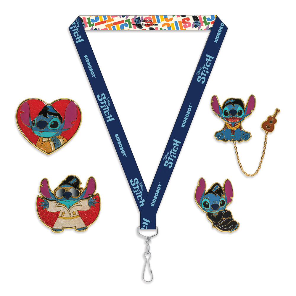 SPECIAL FOR D23: Disney Lilo & Stitch - Elvis Stitch Deluxe Pins & Lanyard Set - Kidrobot