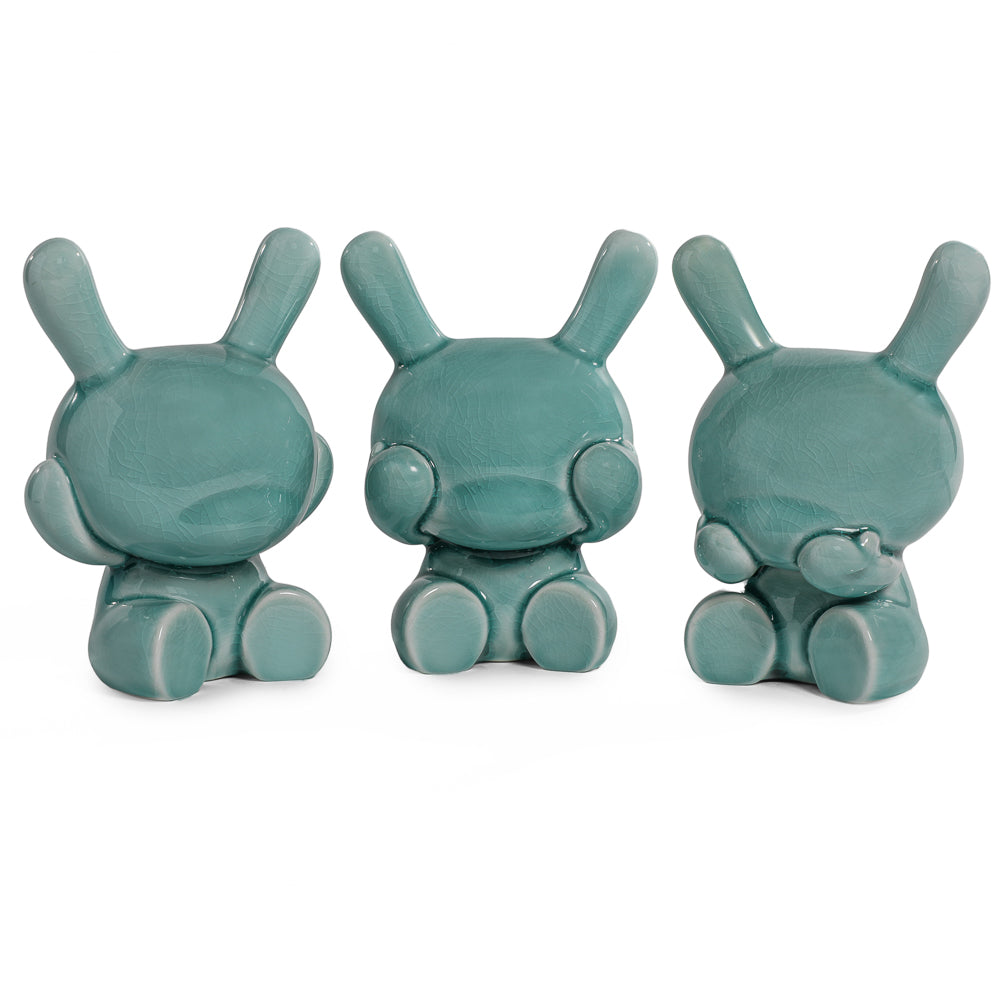 Three Wise Dunnys 5” Porcelain 3-Pack – Blue Mist Crackle Glaze - Kidrobot