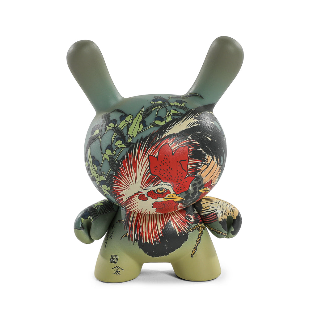 The Met 3" Showpiece Vinyl Art Dunny - Rooster, Hen and Chicken with Spiderwort by Katsushika Hokusai - Kidrobot