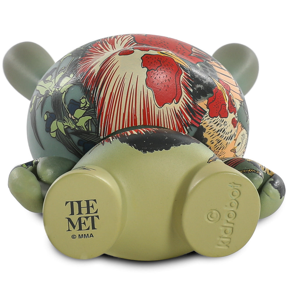 The Met 3" Showpiece Vinyl Art Dunny - Rooster, Hen and Chicken with Spiderwort by Katsushika Hokusai - Kidrobot