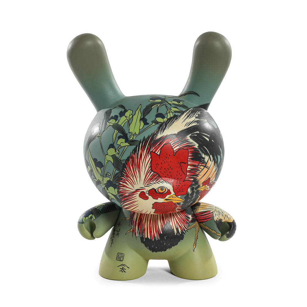 The Met 8" Masterpiece Vinyl Art Dunny - Rooster, Hen and Chicken with Spiderwort by Katsushika Hokusai - Kidrobot