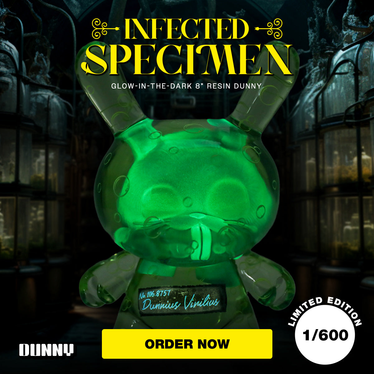 Infected Specimen Dunny 8” Glow-in-the-Dark Resin Art Figure (Limited Edition of 600) - Kidrobot