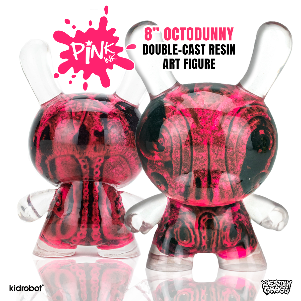 Pink Ink G.I.D. OctoDunny 8" Double-Cast Resin Art Figure by American Gross - Limited Edition of 100 (Kidrobot.com Exclusive) - Kidrobot