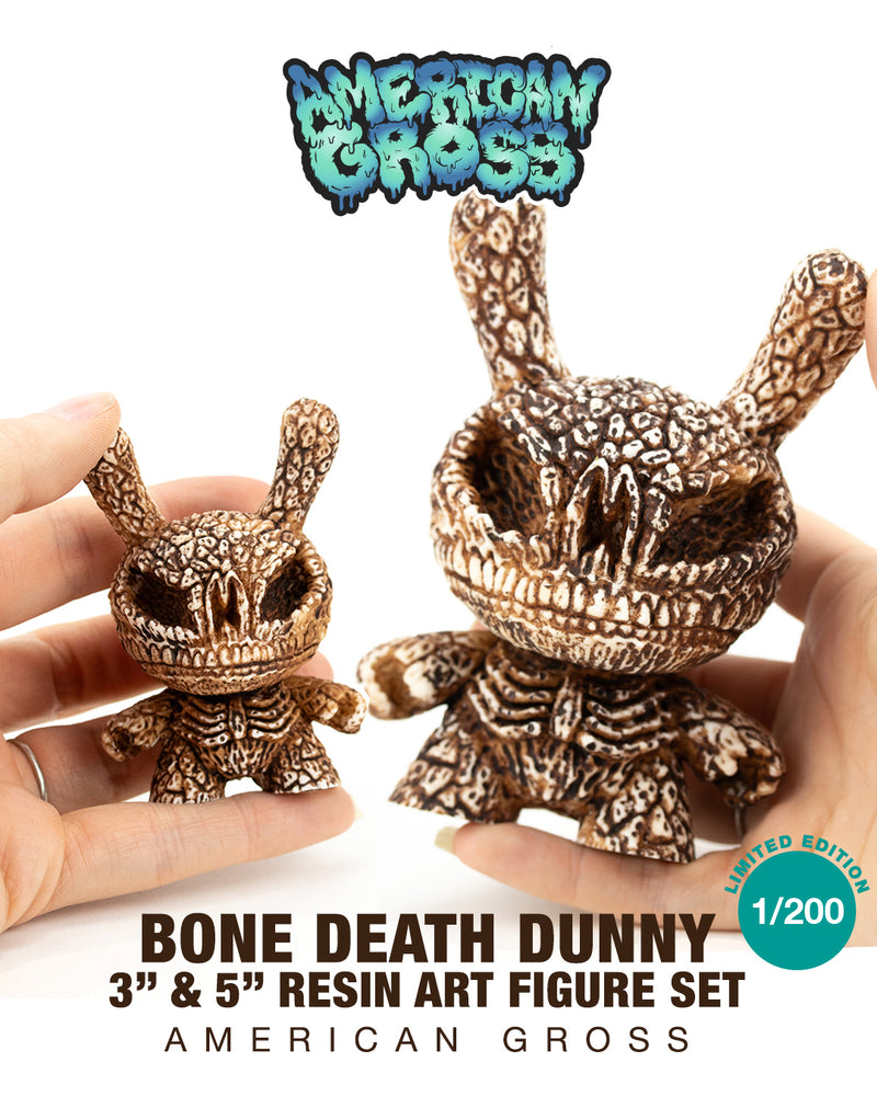 Bone Death Dunny 3” & 5” Resin Art Figure Set by American Gross (Limited Edition of 200) - Kidrobot