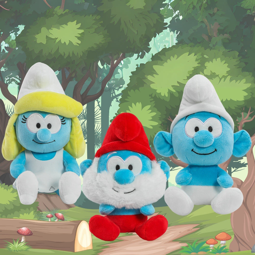 The Smurfs - Smurfette, Papa Smurf and Clumsy Smurf Phunny Plush Bundle - Kidrobot