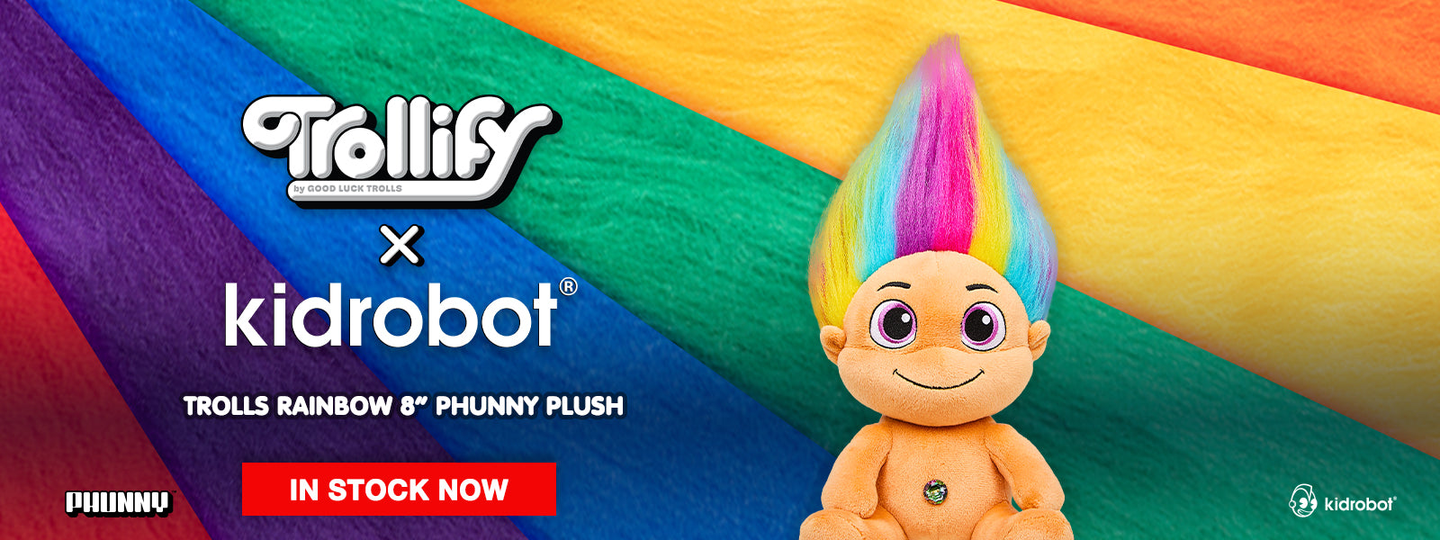 Trolls Peach Troll with Rainbow Hair 8" Phunny Plush