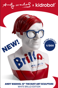 Andy Warhol The Bust 12" Art Sculpture - White Brillo Edition (Limited Edition of 300) (PRE-ORDER) - Kidrobot