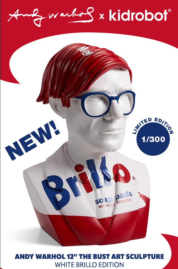 Andy Warhol The Bust 12" Art Sculpture - White Brillo Edition (Limited Edition of 300) (PRE-ORDER) - Kidrobot