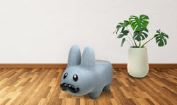 Art Giant Denim Happy Stache' Labbit Stool by Frank Kozik (PRE-ORDER) - Kidrobot