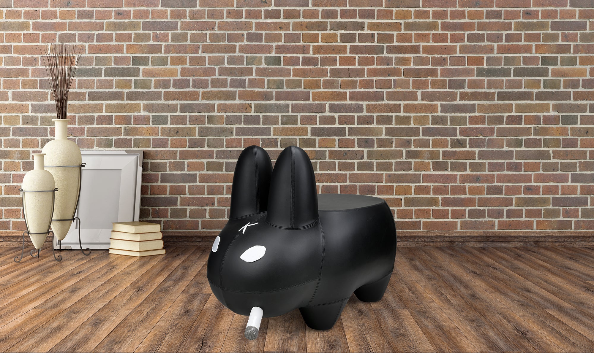 Kidrobot Art Giant Leather Smorkin' Labbit Stool by Frank Kozik - Black Edition (PRE-ORDER) - Kidrobot