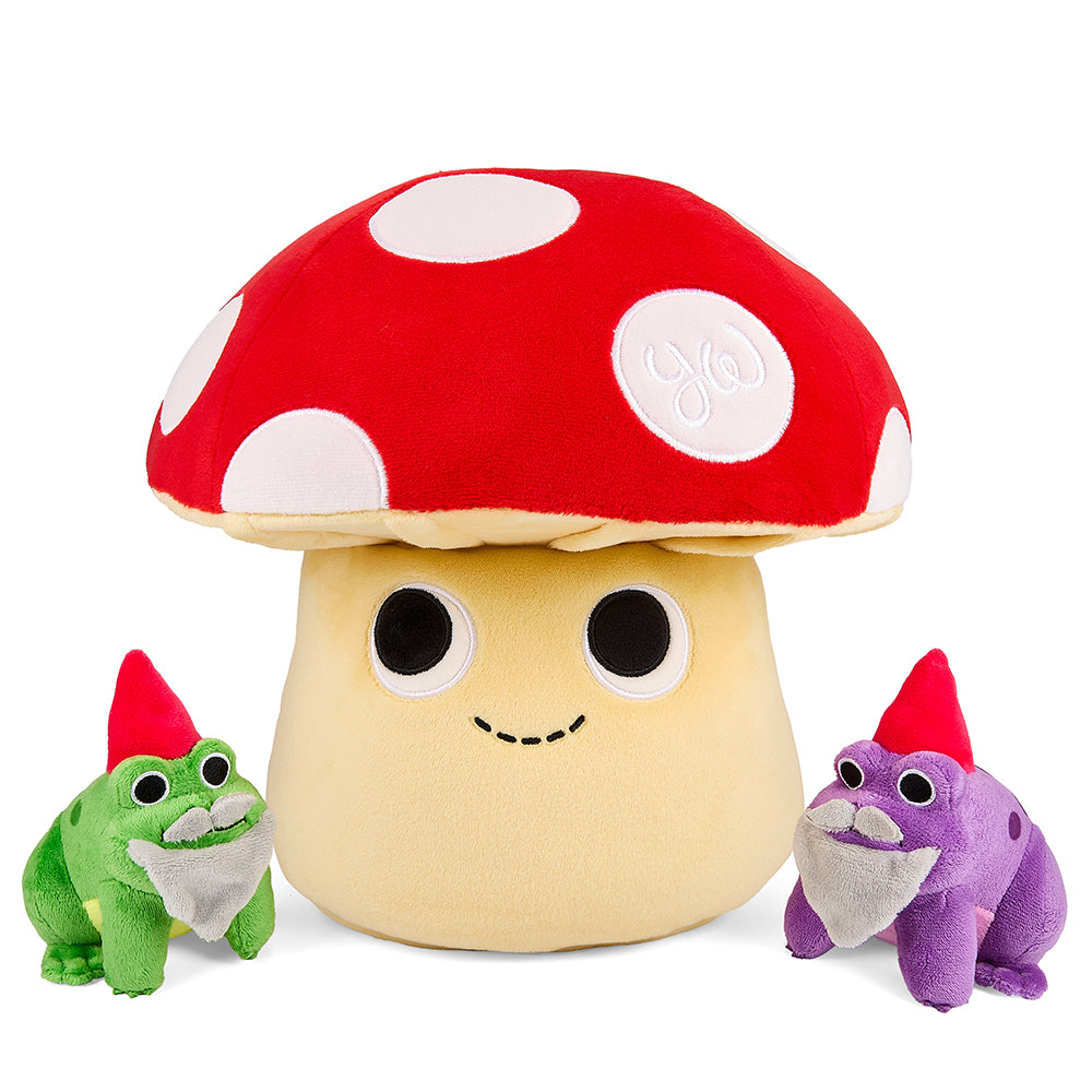 Kidrobot Mushroom with Frog Gnomes 13 inch Interactive Plush