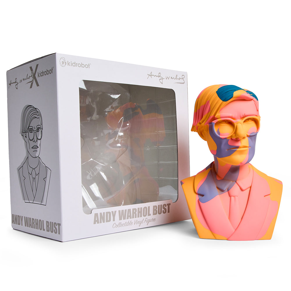 Andy Warhol 12" The Bust Vinyl Art Sculpture - Orange Camouflage Edition - Kidrobot - Shop Designer Art Toys at Kidrobot.com