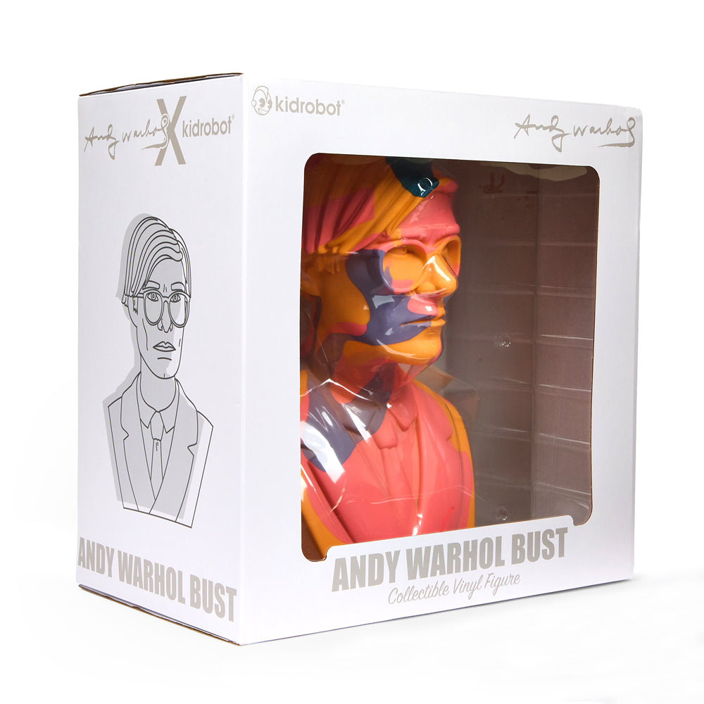 Andy Warhol 12" The Bust Vinyl Art Sculpture - Orange Camouflage Edition - Kidrobot - Shop Designer Art Toys at Kidrobot.com