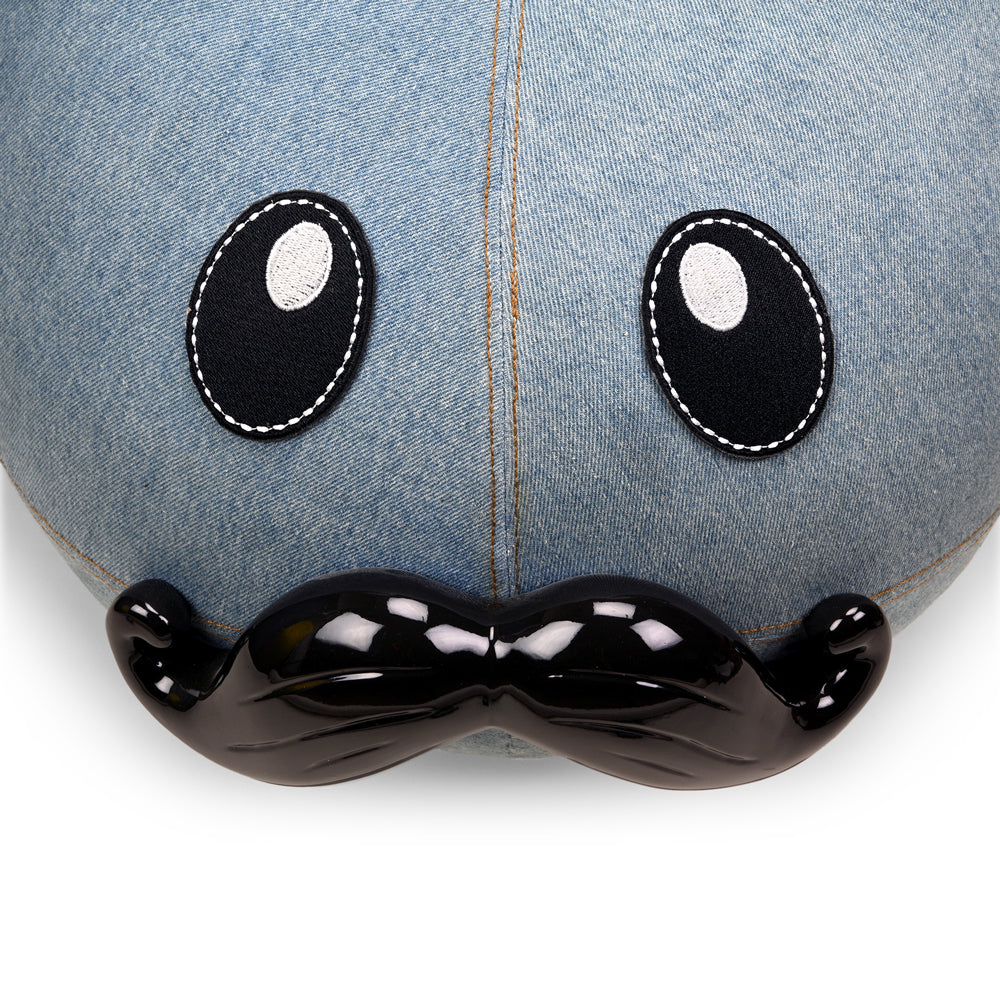 Art Giant Denim Happy Stache' Labbit Stool by Frank Kozik (PRE-ORDER) - Kidrobot - Shop Designer Art Toys at Kidrobot.com