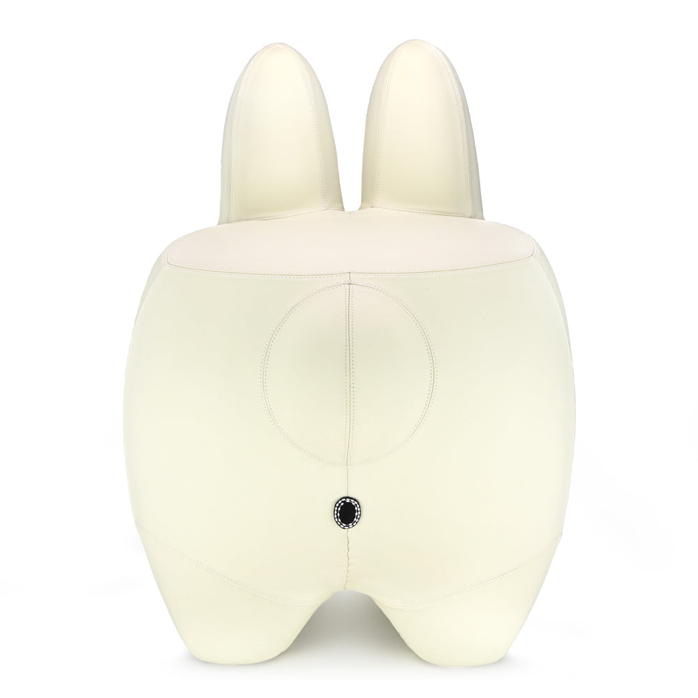 Leather Happy Labbit Stool by Frank Kozik - Virgin White Edition (PRE-ORDER) - Kidrobot - Shop Designer Art Toys at Kidrobot.com