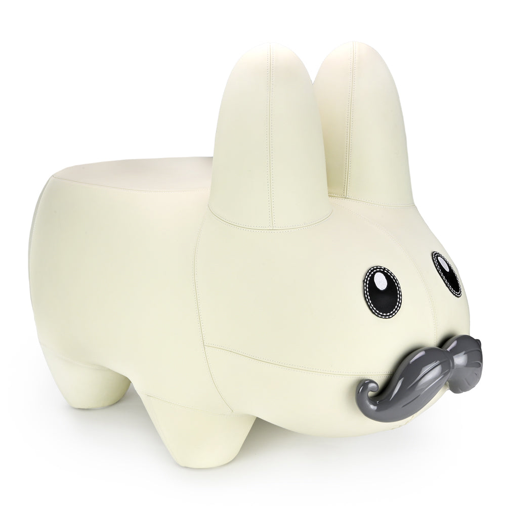 Leather Happy Labbit Stool by Frank Kozik - Virgin White Edition (PRE-ORDER) - Kidrobot - Shop Designer Art Toys at Kidrobot.com