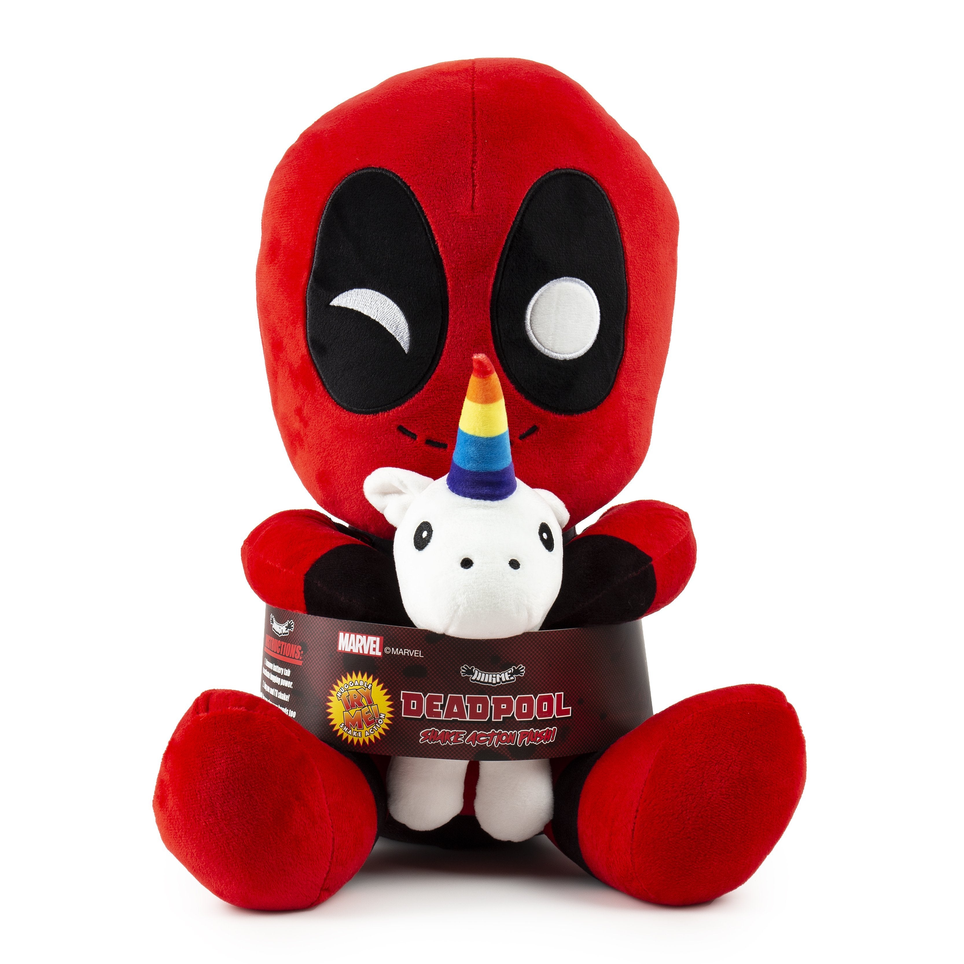 Marvel Deadpool Riding a Unicorn HugMe Vibrating Plush - Kidrobot - Designer Art Toys