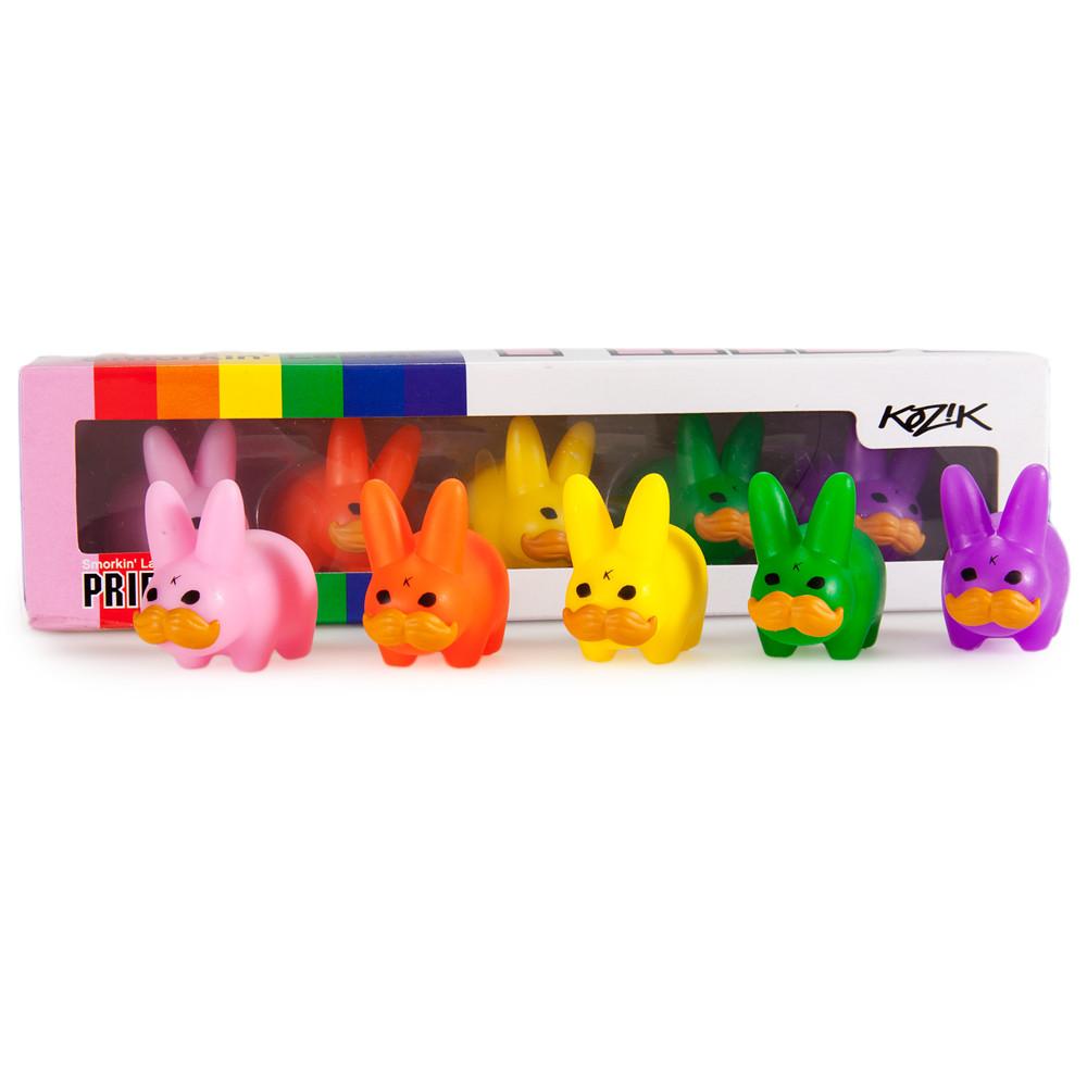 PRIDE 'Stache Labbit Art Toy 5-Pack by Frank Kozik - Kidrobot - Designer Art Toys