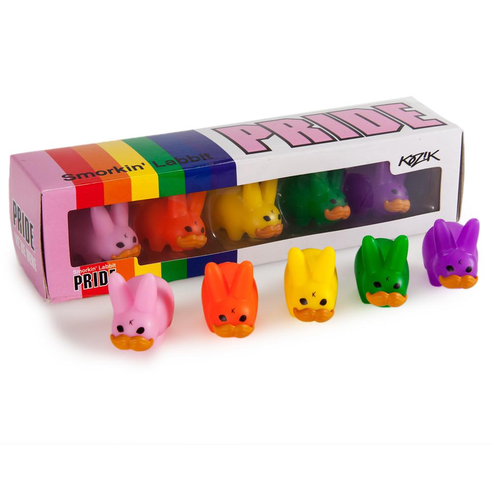 PRIDE 'Stache Labbit Art Toy 5-Pack by Frank Kozik - Kidrobot - Designer Art Toys